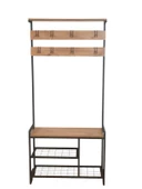 DEKORATİF METAL PORTMANTO AHŞAP RAFLI ELBİSE VE AYAKKABILIK DOLABI ÇOK AMAÇLI GARDIROP - 8