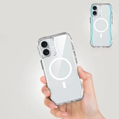 Apple iPhone 16 Uyumlu Ergonomik Kavisli Tam Koruma Magsafe Şarj Airbagli Şeffaf İncek Kapak - 8