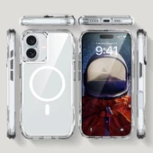 Apple iPhone 16 Uyumlu Ergonomik Kavisli Tam Koruma Magsafe Şarj Airbagli Şeffaf İncek Kapak - 5