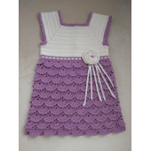 Mor Fesleğen Krem-Mor Kız Çocuk Jile Elbise-1 Yaş thumbnail 2