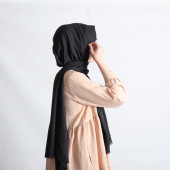 PEMİRA PAMUKLU FLAMLI SİYAH ŞAL - 1