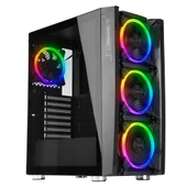 Rampage HACKER Temper Camlı PSU YOK  Siyah 4 RGB Fan & Control Gaming Oyuncu Kasası - 1