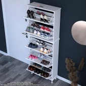 Modilayn VARBİ UMAY' 2 Li Antre Hol 72 x193x 25, 5 cm’ lik 5 Düşer Kapak 10 Göz Raflı Ayakkabılık - 2