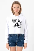 Beyaz BLACKPINK ROSE BRUNO MARS APT Optik Kadın Crop Kapşonlu - 1