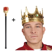 Altın Kral Tacı ve Kırmızı Topuzlu Asası Seti thumbnail 2