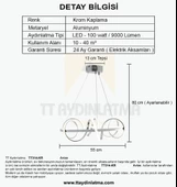 TT Aydınlatma TT314-KR  Büyük Sarmal Modeli Krom Kaplama Led Avize thumbnail 4
