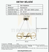 TT Aydınlatma TT314-SR  Büyük Sarmal Modeli Sarı Kaplama Led Avize thumbnail 4