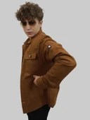 Erkek Cep Detaylı Kışlık Taba Kaşe Gömlek thumbnail 7