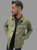 Erkek Cep Detaylı Kışlık Haki Kaşe Gömlek thumbnail 4