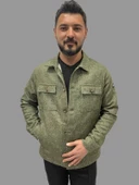 Erkek Cep Detaylı Kışlık Haki Kaşe Gömlek thumbnail 3