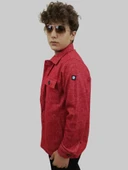 Erkek Cep Detaylı Kışlık Kırmızı Kaşe Gömlek thumbnail 8