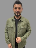 Erkek Cep Detaylı Kışlık Haki Kaşe Gömlek thumbnail 1