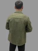 Erkek Cep Detaylı Kışlık Haki Kaşe Gömlek thumbnail 5