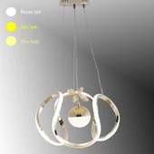 TT Aydınlatma TT306-TPL-FSR  Kavis Modeli Fransız Sarı Kaplama Tek Toplu 3 Renk Modüllü Ledli Avize thumbnail 1