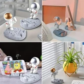 Tutucu Kaymaz Taban Hafif Taşınabilir Mini Astronot Model Telefon Tablet Stant - 2