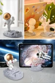 Tutucu Kaymaz Taban Hafif Taşınabilir Mini Astronot Model Telefon Tablet Stant - 11