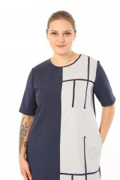 Lir Kadın Büyük Beden Yarım Kol Elbise Vizon L1621 - 6