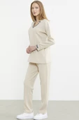 Scuba Yaka Detaylı Eşofman Takım - Bej thumbnail 5