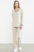 Scuba Yaka Detaylı Eşofman Takım - Bej thumbnail 2