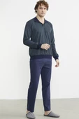 Rahat Kalıp Desenli Pijama Takım - Yeşil - 3