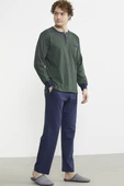 Desen Kombinli Cepli Pijama Takım - Yeşil - 5