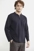 Düğmeli Desen Kombinli Pijama Takım - Kahve - 4