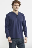 Düğmeli Desen Kombinli Pijama Takım - Yeşil - 4