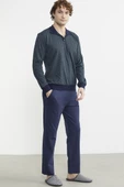 Rahat Kalıp Desenli Pijama Takım - Yeşil - 4