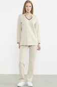 Scuba Yaka Detaylı Eşofman Takım - Bej thumbnail 1