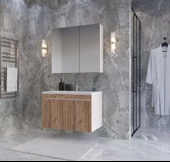Teta Home Tokyo 80 CM Mdf Banyo Dolabı Seti  Krem-Atlantik Çam - 1
