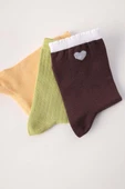 Sarı-Kahve-Yeşil-3 Lü Soket Çorap Set - 1
