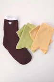 Sarı-Kahve-Yeşil-3 Lü Soket Çorap Set - 2