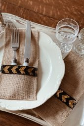 4lü Down Arrow Pırıltılı El Yapımı Jüt Kaşıklık thumbnail 2