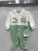 uğurböceğiçocuk Hello My Bear Desenli Kadife Bebek Tulum 1202 - 10