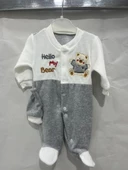 uğurböceğiçocuk Hello My Bear Desenli Kadife Bebek Tulum 1202 - 1