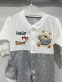 uğurböceğiçocuk Hello My Bear Desenli Kadife Bebek Tulum 1202 - 2