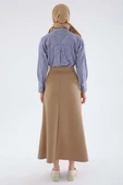 Camel-Pensli Yandan Fermuarlı Yarım Çan Etek thumbnail 4