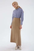 Camel-Pensli Yandan Fermuarlı Yarım Çan Etek thumbnail 1