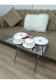 Çanta Zigon Sehpa, 4'lü Sehpa, Servis Sehpası, Camlı Sehpa, Krom Sehpa, Katlanır Sehpa - 4