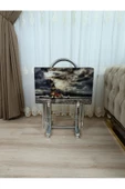 Çanta Zigon Sehpa, 4'lü Sehpa, Servis Sehpası, Camlı Sehpa, Krom Sehpa, Katlanır Sehpa - 2