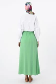 Soft Yeşil-Beli Lastikli Bağlama Detaylı Pamuklu Etek thumbnail 4