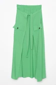 Soft Yeşil-Beli Lastikli Bağlama Detaylı Pamuklu Etek thumbnail 7