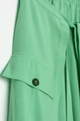 Soft Yeşil-Beli Lastikli Bağlama Detaylı Pamuklu Etek thumbnail 6