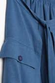 İndigo-Beli Lastikli Bağlama Detaylı Pamuklu Etek thumbnail 6