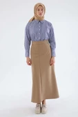 Camel-Pensli Yandan Fermuarlı Yarım Çan Etek thumbnail 2