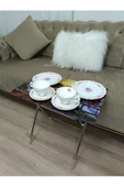 Çanta Zigon Sehpa, 4'lü Sehpa, Servis Sehpası, Camlı Sehpa, Krom Sehpa, Katlanır Sehpa thumbnail 4