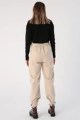 Açık Bej-Pamuklu Apolet Detaylı Çıtçıtlı Likralı Kargo Pantolon thumbnail 4
