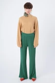 Yeşil-Piliseli Bol Paça Beli Lastikli Pantolon thumbnail 2