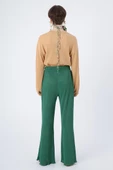 Yeşil-Piliseli Bol Paça Beli Lastikli Pantolon thumbnail 4