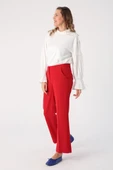 Kırmızı-Cepli Bol Paça Pantolon thumbnail 3